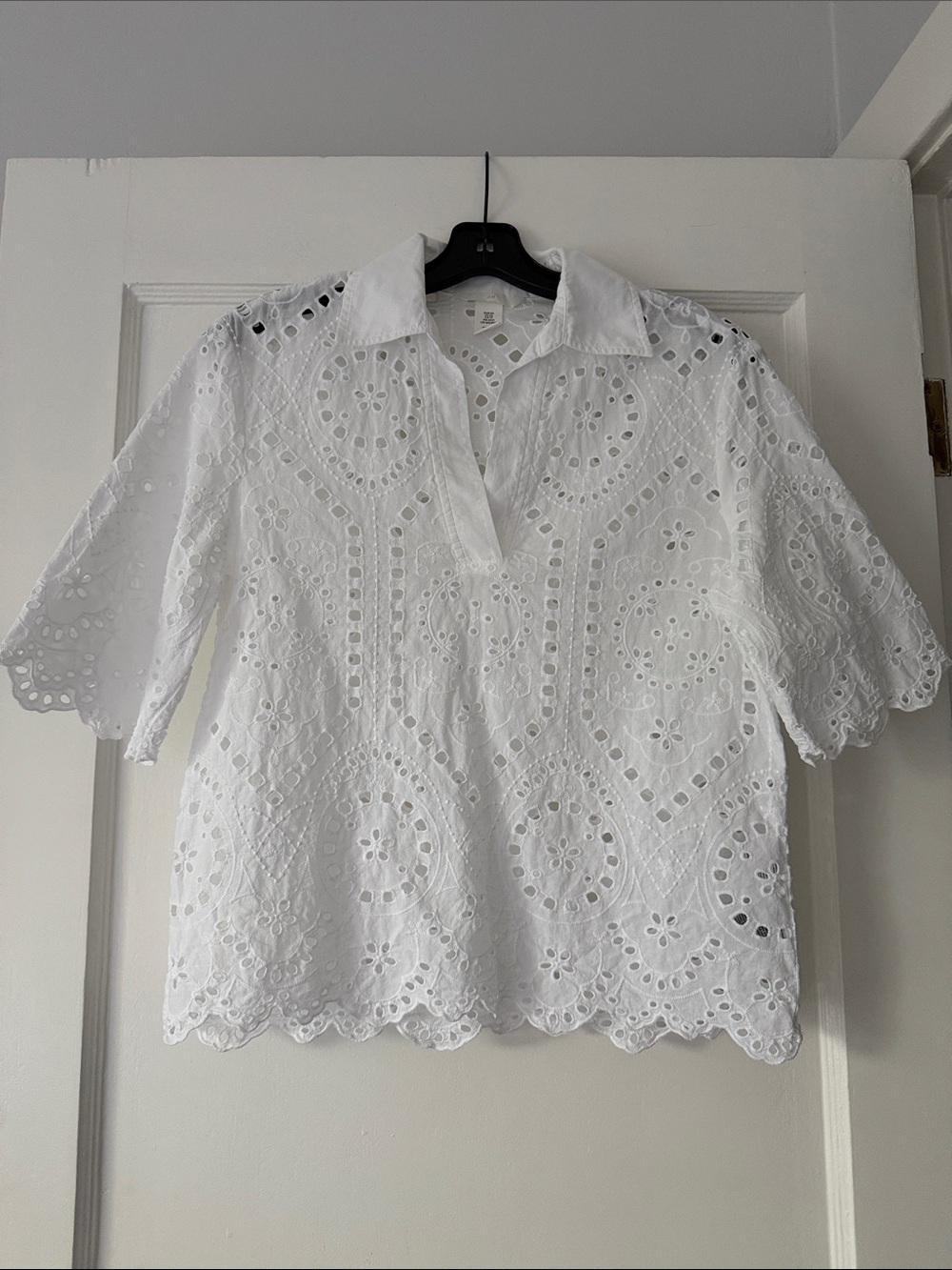 H&M Eyelet Embroidered Cotton Shirt - Picture 6 of 13